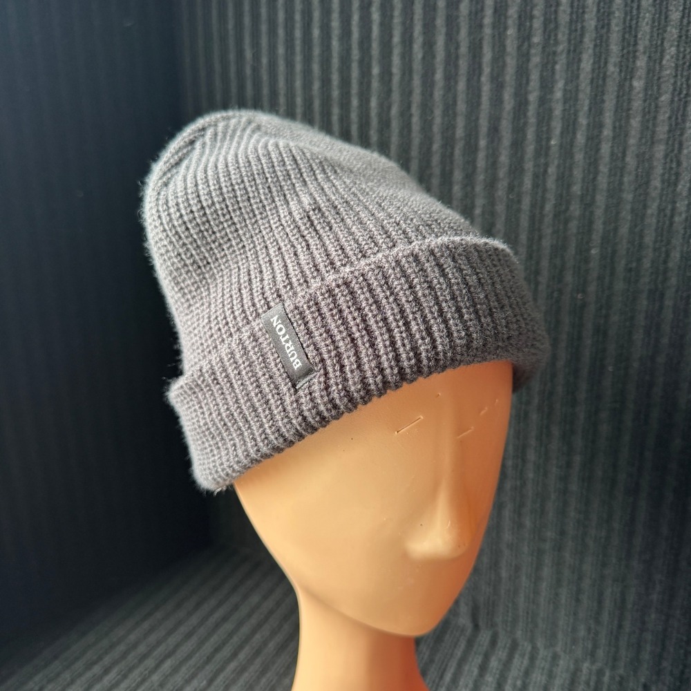 Burton Mens Gray Ribbed Knit Cuffed Beanie Skully‎ Winter Hat